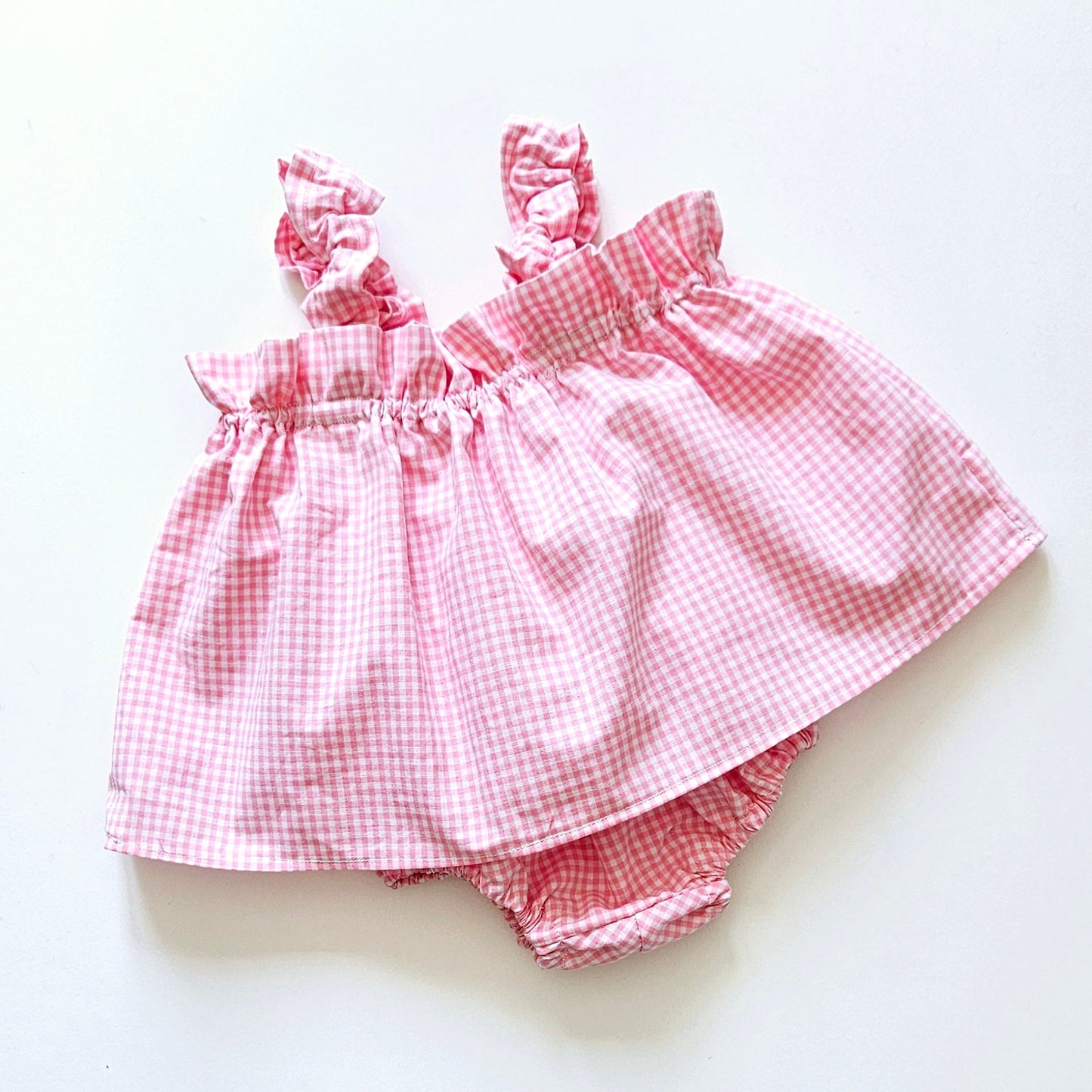 Pink Gingham - ruffle top