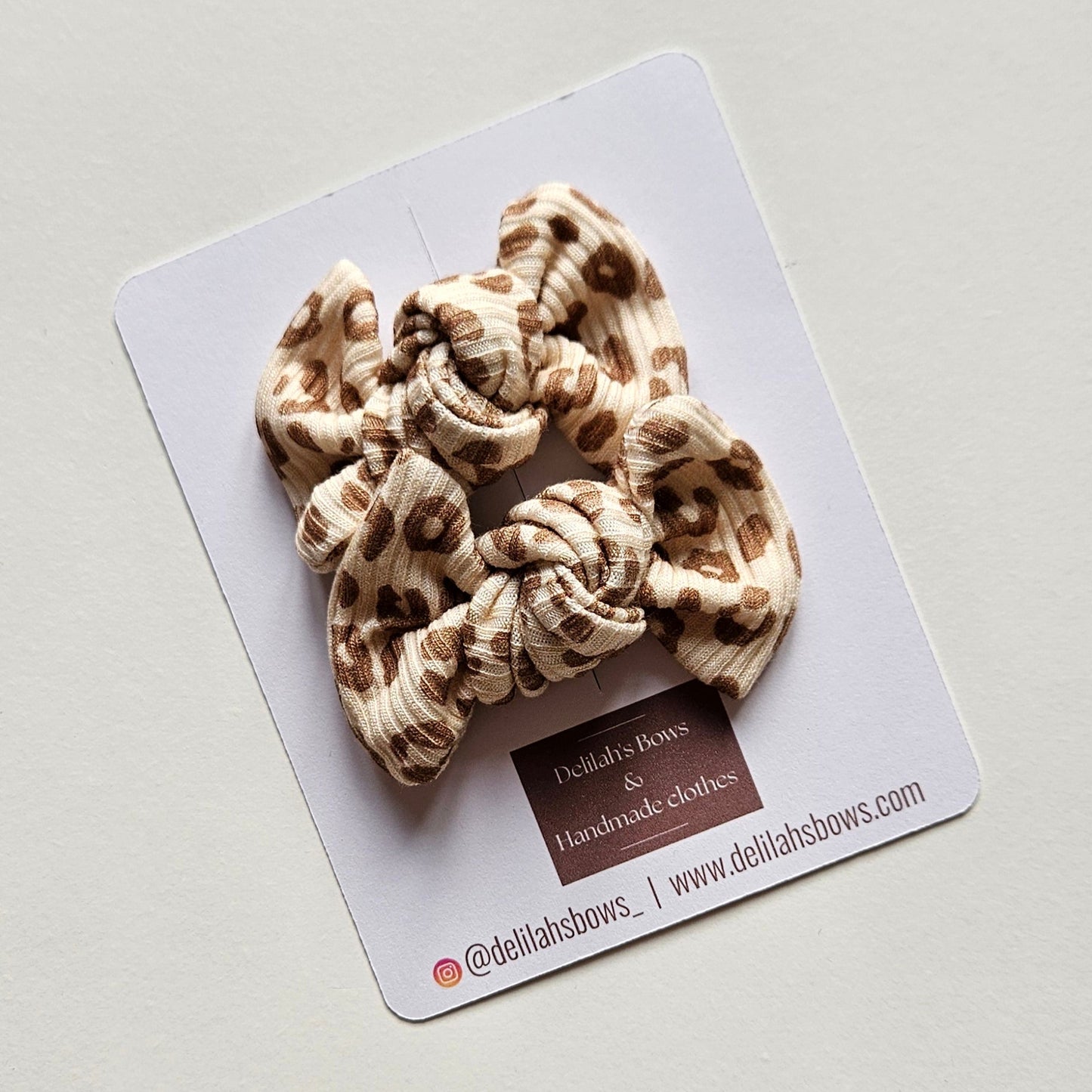 neutral leoaprd - small knot bows