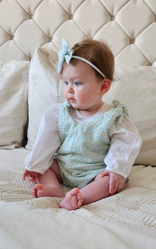 Mint broderie flower - playsuit