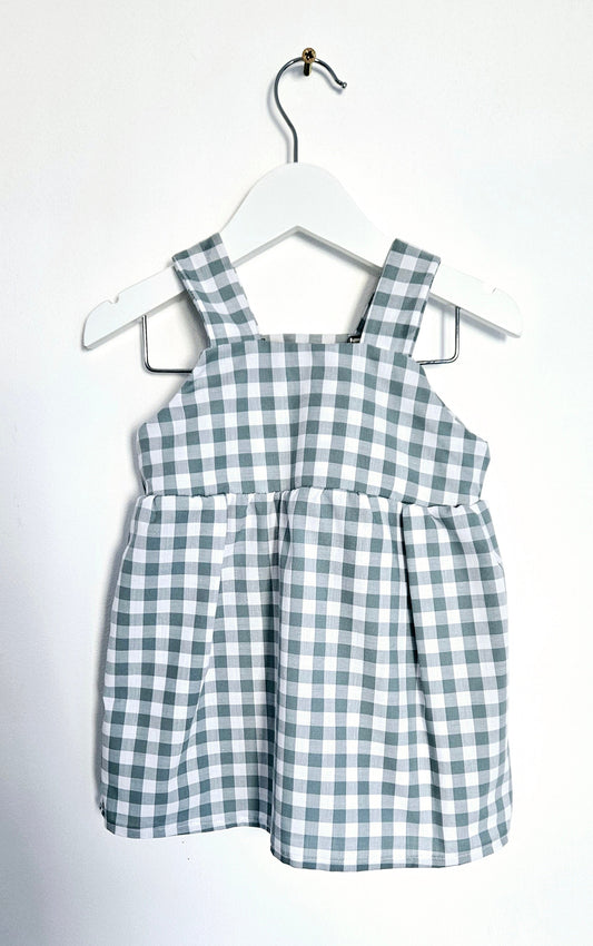 Sage Gingham - pinafore dress