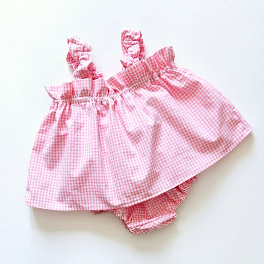 Pink Gingham - ruffle top