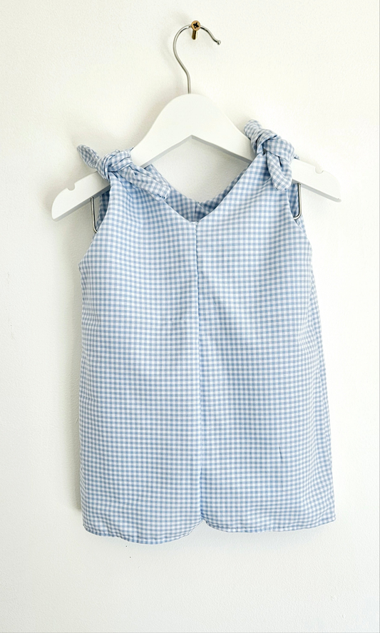 Baby blue gingham playsuit 6-9m