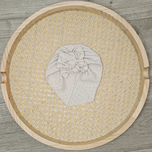 Cream pointelle turban