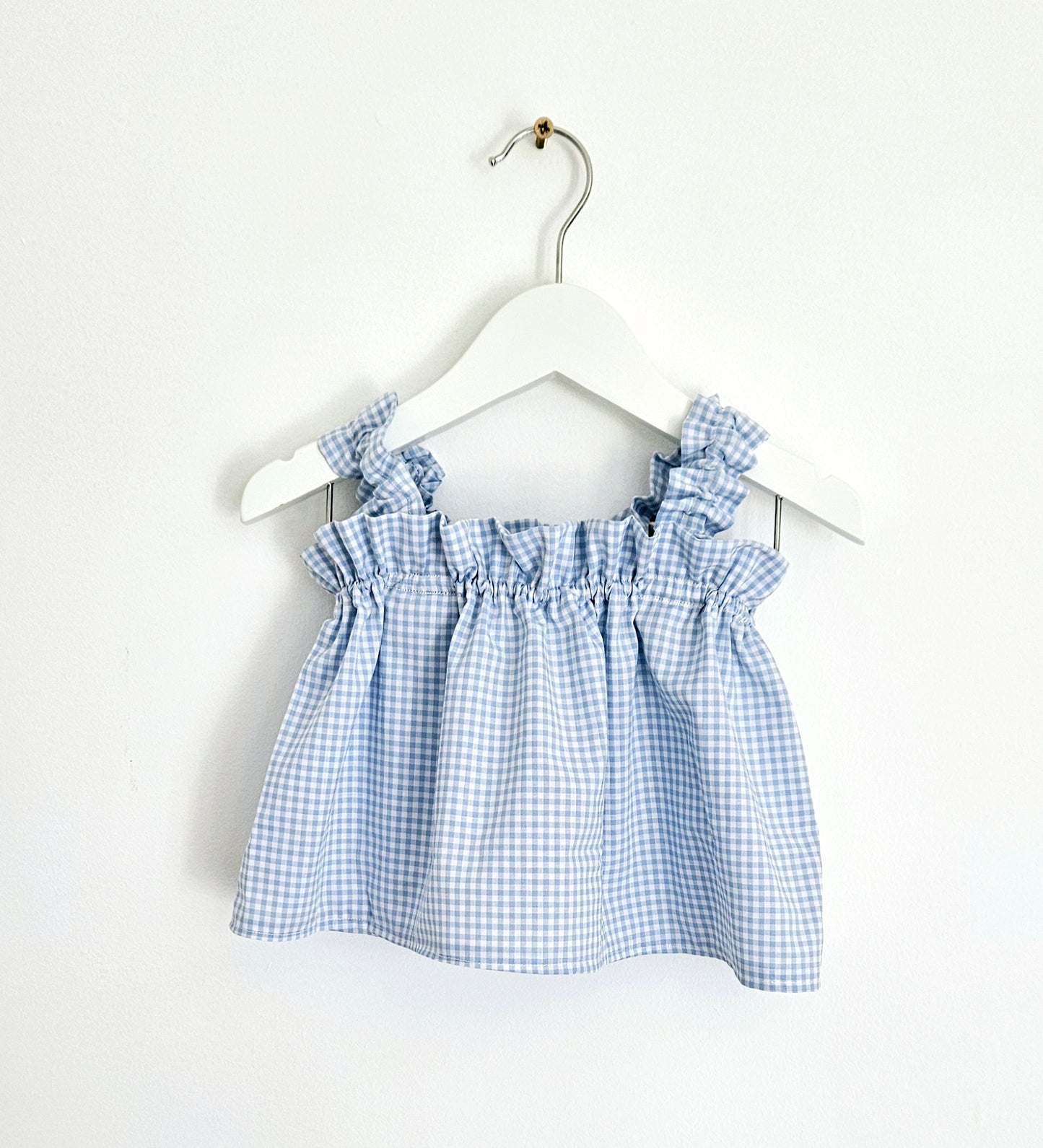 Blue gingham - ruffle top