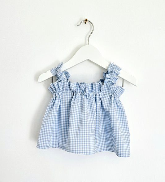 Blue gingham - ruffle top